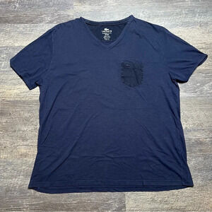Lacoste V-Neck T-shirt with Pocket, Navy Blue, Size 8